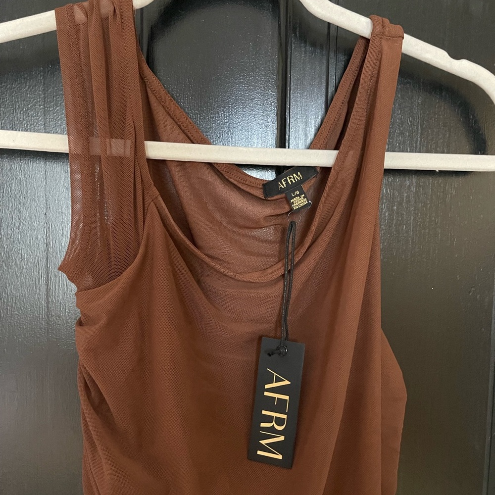 AFRM Dark Clay Mesh dress